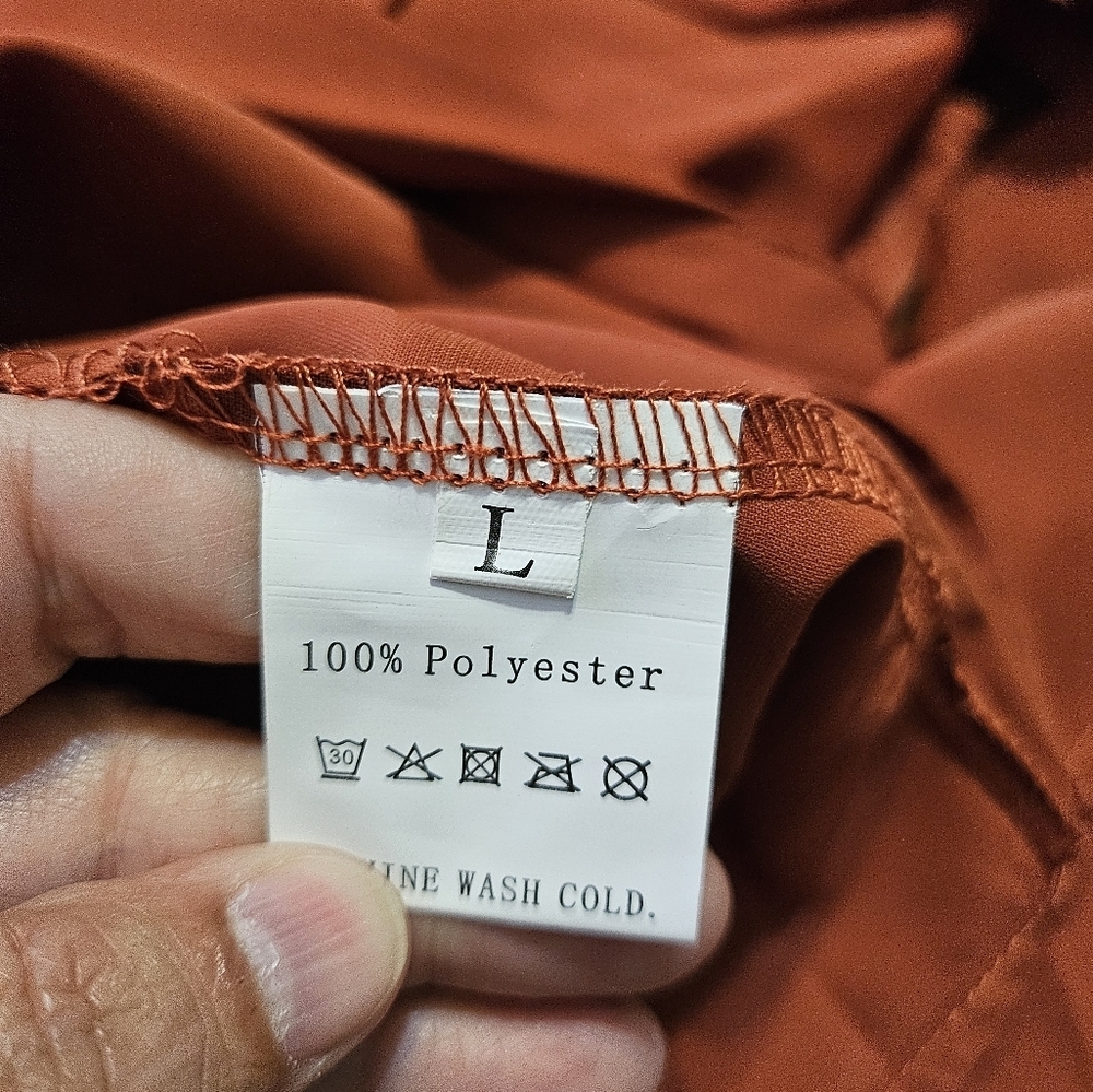 Shein Prive' Ring detail Wrap Knot Side Tie dress Burnt Orange Size L - Picture 11 of 11